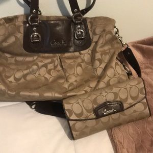 Coach bag with matching wallet